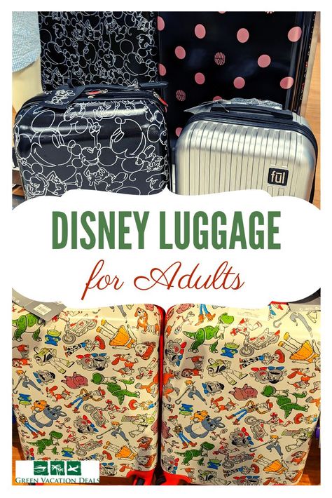 If you love Disney as much as I do, then I know you'll love this list of the best Disney themed luggage made specifically for adults! These suitcases are perfect to take on a Disney vacation to Disney World, Disneyland, Disneyland Paris, Aulani, Hilton Head, a Disney cruise, etc. See what made our list & how to get a good deal #Disney #DisneyWorld #WDW #Disneyland #Aulani #MickeyMouse #ToyStory #Mickey #Minnie #MinnieMouse #JackSkellington #StarWars #DonaldDuck #Muppets #Marvel #Disneycruise Disney Suitcase, Disneyland Paris Rides, Disney Luggage, Disney World Tickets, Love Disney, Disney Memories, Disney Vacation Planning, Paris Vacation, Walt Disney World Vacations