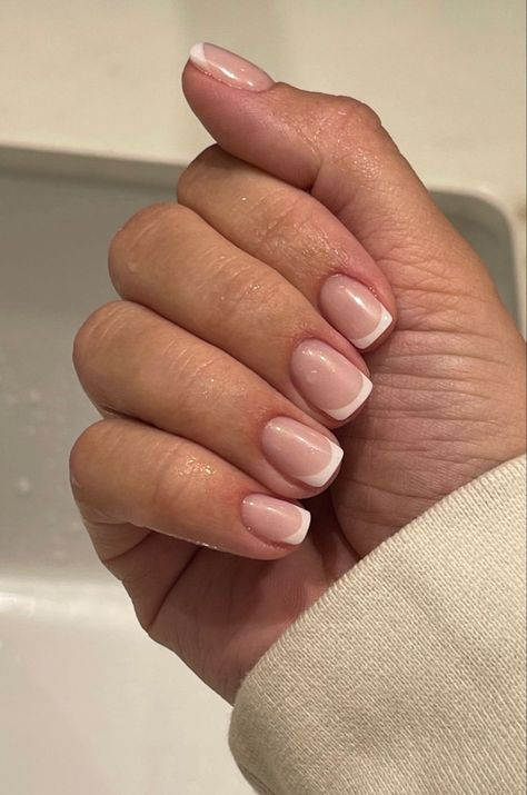 classy Really Short Nails, Square Oval Nails, Bridesmaid Nails, Short French Tip, Short French Nails, French Tip Gel Nails, Short French Tip Nails, Natural Nails Manicure, Gel Nails French