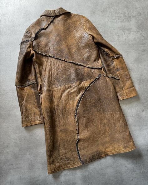 AW2005 Cavalli Asymmetrical Raw Brown Leather (Trench) Jacket 🏺 Available now on dolcevitahub.com | Link in bio Leather Trench, Trench Jacket, Link In Bio, Brown Leather, Leather, On Instagram, Quick Saves, Instagram