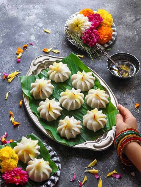 Ukadiche Modak Recipe - Aromatic Essence Ukdiche Modak Recipe, Ukadiche Modak Recipe, Modak Sweet Photography, Modak Recipe Ganesha, Indian Sweets Photography, Modak Indian Sweet, Ganpati Modak, Desi Festival, Modak Sweet