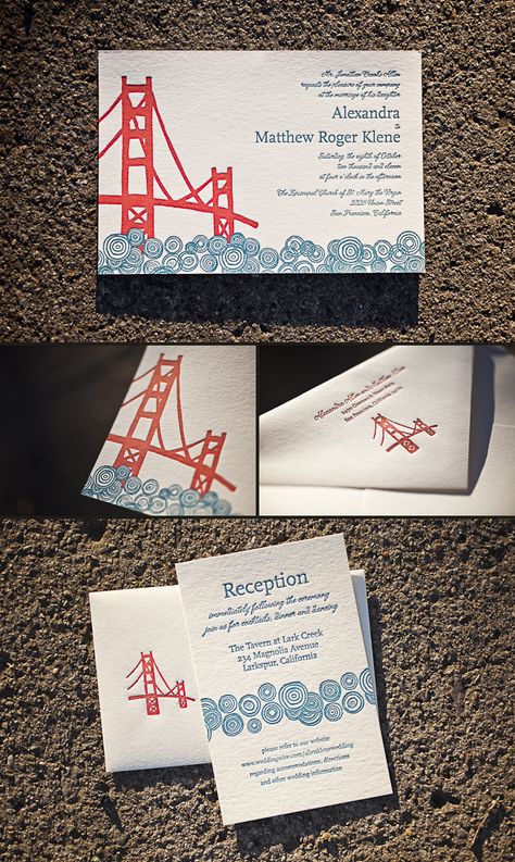 San Francisco Party Theme, San Francisco Wedding Invitations, California Wedding Invitations, Rustic Beach Wedding, San Francisco Design, Sf Wedding, Farewell Cards, Victoria Wedding, Bear Invitations