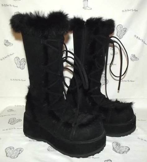 Demonia Cubby 311, Knee High Converse, Goth Boots, Womens Ugg Boots, Womens Combat Boots, Boots Womens, Swag Shoes, Halloween Fashion, Rabbit Fur