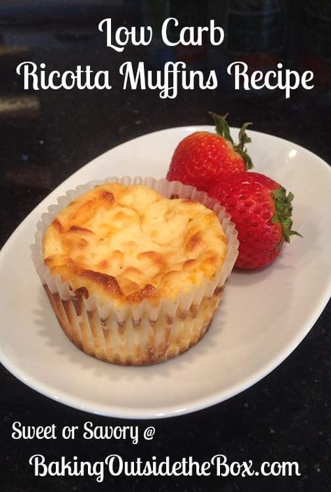 Ricotta Muffins, Ricotta Recipes, Low Carb Muffins, Low Carb Diets, Low Carb Sweets, Low Carb Eating, Savoury Baking, Low Carb Bread, Low Carb Breakfast