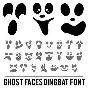 Ghost Faces To Paint, Ghost Face Ideas, Ghost Faces Cute, Ghost Faces Template, Ghost Faces Ideas, Ghost Face Stencil, Cute Ghost Face, Ghost Face Svg, Dingbat Fonts