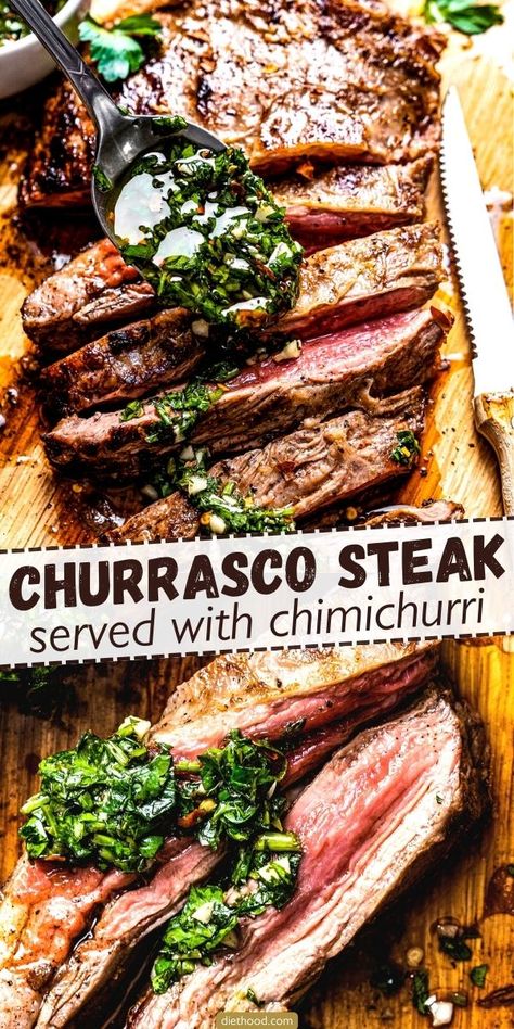 Churrasco Steak Recipe, Churrasco Recipe, Chimichurri Recipe Steak, Churrasco Steak, Steak On Stove, Steak With Chimichurri, Ways To Cook Steak, Steak With Chimichurri Sauce, Steakhouse Recipes