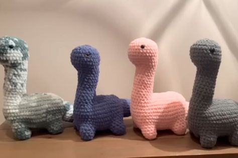 Crochet Dino Tutorial: Create Your Own Adorable Amigurumi Dinosaur! Plushy Yarn Crochet, Easy Dino Crochet, Crochet Dino Tutorial, Crochet Long Neck Dinosaur Free Pattern, Dinasour Crochet Patterns, No Stuffing Amigurumi, Free Crochet Plushie Patterns Dinosaur, Long Neck Dinosaur Crochet Pattern, Amigurumi Dinosaur Pattern