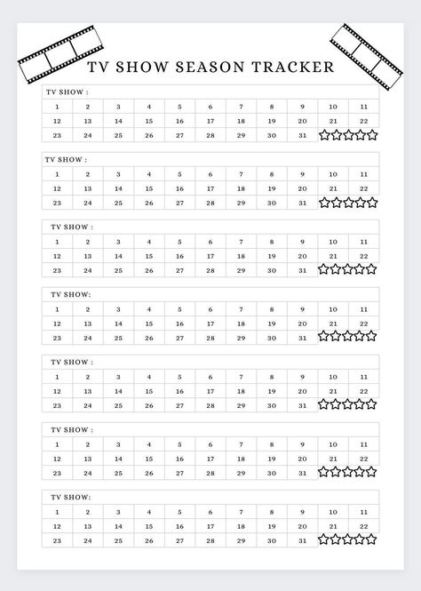 Series Tracker Printable, Tv Show List, Tv Show Tracker, Show Tracker, Tv Series Tracker, Series Tracker, Movie Tracker, Bullet Journal Ideas Templates, Journal Writing Prompts