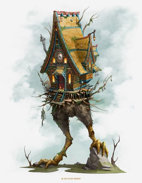 Baba Yaga’s House by Yasen Stoilov Slavic Fantasy Art, Slavic Aesthetic, Baba Yaga House, Drywall Tape, Polish Traditions, Baba Jaga, Fairytale House, Slavic Mythology, Slavic Folklore