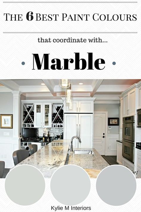 Are you looking for a beautiful paint colour to coordinate with your marble surface? Check out these 6 beauties and see if they could work for you and your home! Whether you have a marble tile, backsplash or countertop, these paint colours will get you in the right colour direction! Grey Marble Floor, Bathroom Wall Colors, Bathroom Marble, Best Interior Paint, White Marble Bathrooms, Marble Wall Tiles, House Paint Interior, Best Paint, Bathroom Paint Colors