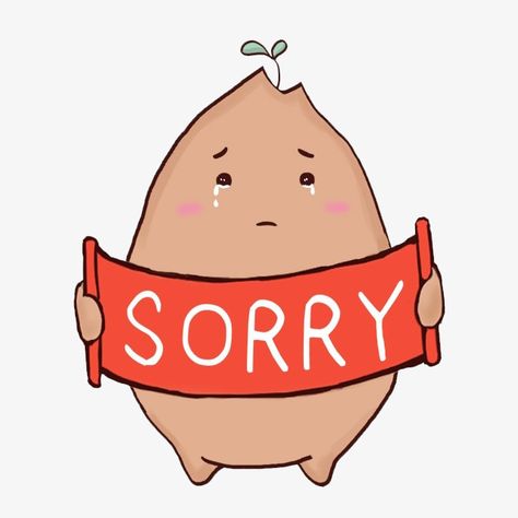 Sorry Cute Cartoon Images, Cute Sorry Doodle, Sorry Cartoon, Sorry Doodle, Sorry Drawing, Sorry Picture, Potato Drawing, Cartoon Potato, Cute Sorry