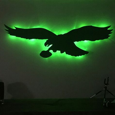 Eagles Light Up Sign Eagles Man Cave, Philadelphia Eagles Man Cave, Eagles Man Cave Ideas, Philadelphia Eagles Wallpaper, Man Cave Items, Sports Man Cave, Philly Eagles, Go Eagles, Vintage Philadelphia