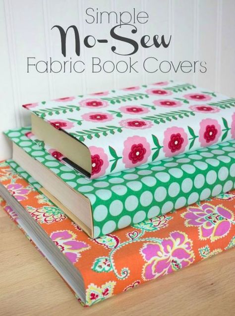 Turn even the ugliest of books into colorful decorative accessories with this simple tutorial for no-sew fabric book covers. So pretty! Driven By Decor, Fabric Book Covers, Fabric Crafts Diy, Book Cover Diy, Diy Fabric Crafts, Diy Event, Accessories Crafts, Diy Bricolage, Fabric Book