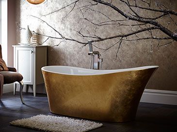 Fitted and Freestanding Baths | Products | Heritage® #contest Heritage Bathroom, Slipper Bath, Double Ended Bath, Gold Effect, Tile Covers, Standing Bath, Gold Bathroom, Wooden Cabinets, Luxury Bath