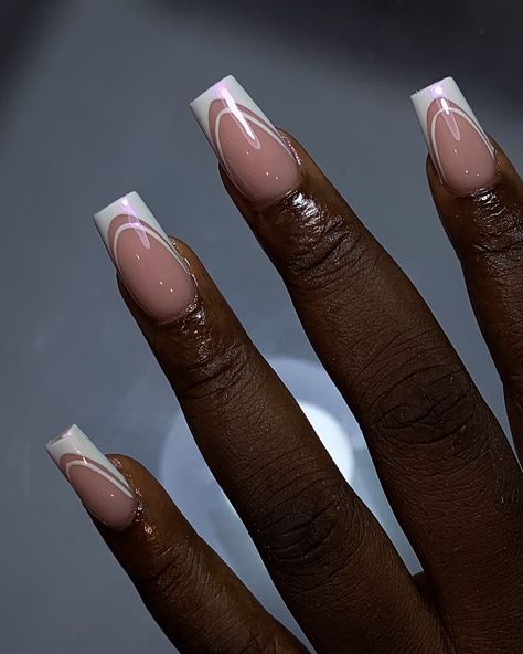 Double French and aurora chrome 🥰 #nails #nailsnailsnails #frenchnails💅 #nailsofinstagram #ogbanailtech #nailsinogba Chrome Black French Tip Nails, Aurora Chrome Nails, Double French Tip Nails, Nails Bday, French Tip With Chrome, Double French Nails, Double French Tip, Chrome French Tips, Nails Aesthetics