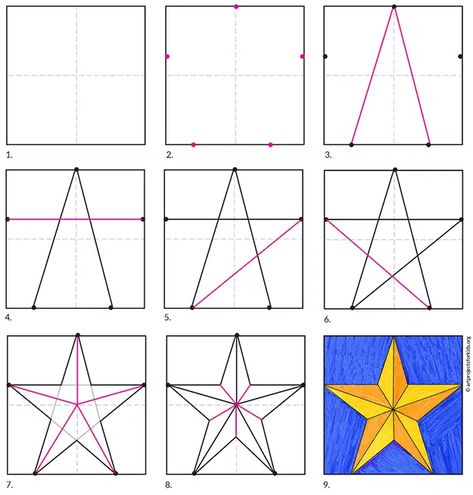 Easy How to Draw a Star Tutorial and Star Coloring Page Drawing A Star Step By Step, How To Draw A 3d Star, Star Drawing Tutorial, How To Draw Stars Easy, Star Drawing Step By Step, How To Draw A Perfect Star, How To Draw A Star Step By Step, How To Make Star, Stars Painting Easy