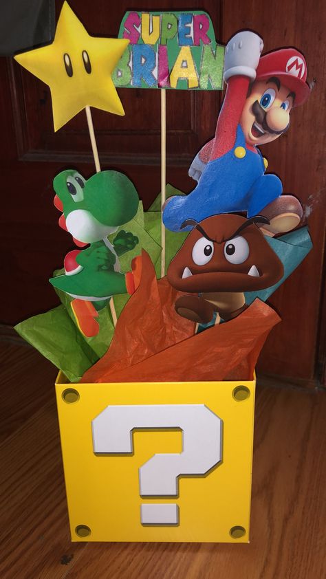 Super Mario Table Centerpieces, Super Mario Birthday Party Centerpiece, Super Mario Bros Party Centerpieces, Super Mario Party Centerpiece, Mario Birthday Centerpiece, Mario Birthday Party Centerpieces, Super Mario Centerpieces Diy, Super Mario Centerpieces, Mario Centerpieces