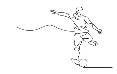 continuous line drawing of soccer football player shooting ball Soccer Inspired Tattoos, Football Line Art, Football Related Tattoos, Football Player Tattoo, Tattoo Futbol, Ak Tattoo, Football Lines, Soccer Tattoos, Football Player Drawing