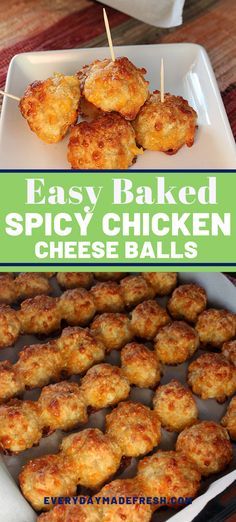 Chicken Cheese Balls, Spicy Baked Chicken, Chicken Balls, Spicy Appetizers, Spicy Cheese, Fun Dinner, Chicken Appetizers, Shredded Chicken Recipes, Sausage Balls