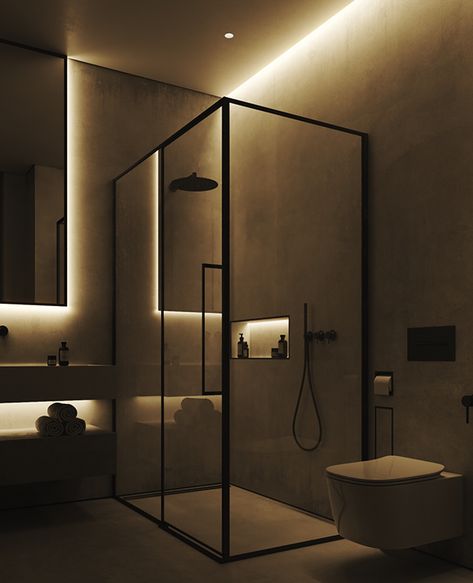 Bathroom Ceilings Modern, Minimalist Bathroom Lighting, Vanity Small, Bathroom Recessed Lighting, Ceiling Bathroom, Vanities Bathroom, Bathroom Projects, Remodeling Bathroom, Mirrors Bathroom