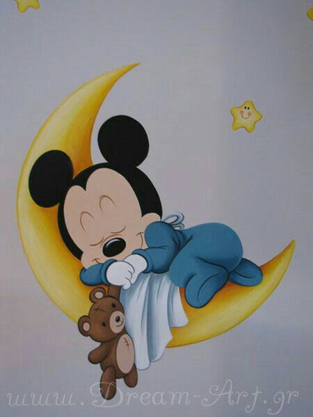 Mickey Mouse Wallpaper For Kids Room, Mickey Mouse Paintings, Mickey Mouse Kids Room, Cartoon Wall Painting Ideas, Mickey Mouse Painting, Mickey Mouse Drawing, Disney Baby Rooms, Γενέθλια Mickey Mouse, Mickey Bebe