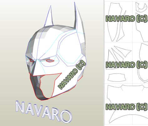 Batman Cowl Template, Foam Mask Template, Batman Mask Diy, Batman Template, Batman Mask Template, Batman Helmet, Pepakura Helmet, Batman Injustice, Batman Cosplay Costume