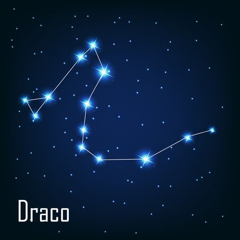 Download the The constellation Draco star in the night sky. 3392882 royalty-free Vector from Vecteezy for your project and explore over a million other vectors, icons and clipart graphics! Constellation Draco, Draco Constellation, Star Constellations, The Night Sky, Night Sky, Night Skies, Astronomy, Constellations, Montessori