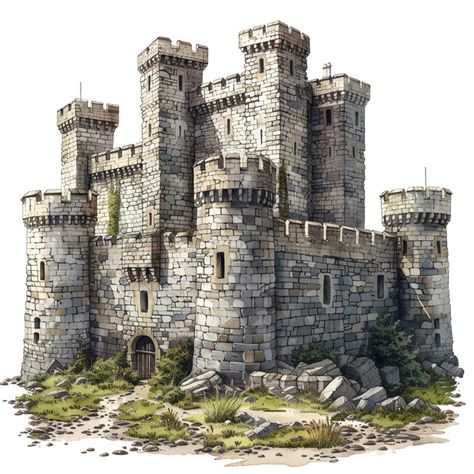 Castle Digital Art, Medieval Castle Layout, Castle Concept Art, Old Castles, Mini Castle, Castle Layout, Small Castle, Castle Clipart, Victorian Castle