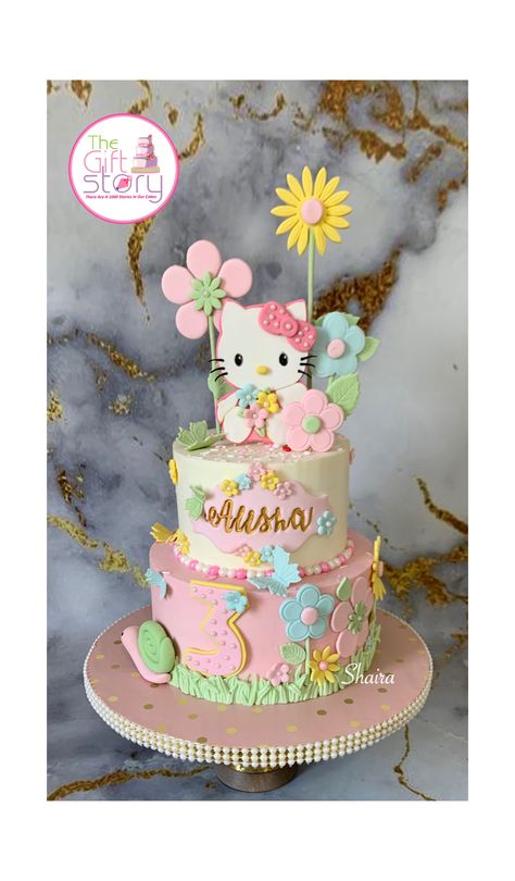 Hello Kitty Birthday Cake 2 Tier, Hello Kitty Cake 2 Tier, Double Cake Design, Hello Kitty And Friends Cake, Hello Kitty Cake Ideas, Hello Kitty Cake Design, Pastel Hello Kitty, Hello Kitty Pastel, Bolo Da Hello Kitty