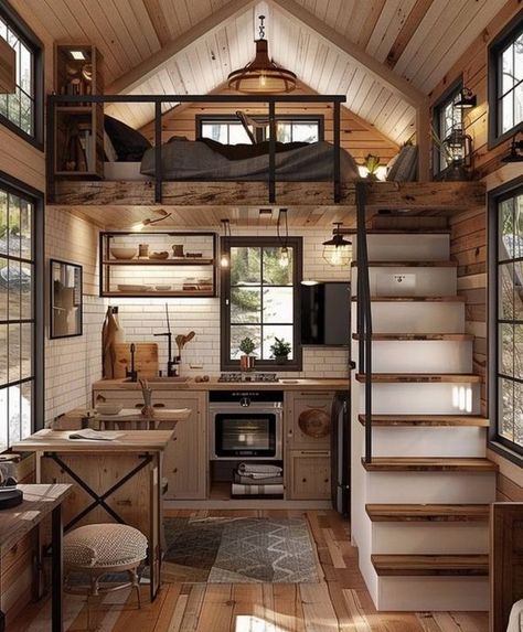 Tiny Houses and Affordable Homes | Amazing tiny house  | Facebook Tiny House Design Trailers, Vertical Tiny House, One Room House Design Tiny Homes, Tiny Home Tree House, Tiny Home Cottagecore, Desert Tiny Home, Tiny Home Cabins, Small Apartment Exterior Design, Tiny House Design Loft