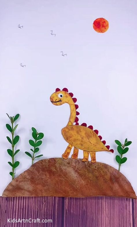 DIY Dinosaur with Leaf Easy Craft Tutorial For Kids Check more at https://www.kidsartncraft.com/dinosaur-leaf-craft-tutorial/ Diy Dinosaur, Leaf Craft, Leaf Crafts, Autumn Crafts, Craft Tutorial, Easy Craft, Easy Crafts, For Kids, Quick Saves