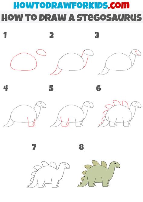 How To Draw A Stegosaurus, Dinosaur Step By Step Drawing, Dinosaur Doodle Easy Step By Step, How To Paint A Dinosaur, Dinosaur Drawing Tutorial, Easy To Draw Dinosaur, Easy Dinosaur Drawing Step By Step, How To Draw A Dinosaur For Kids, How To Draw Dinosaur