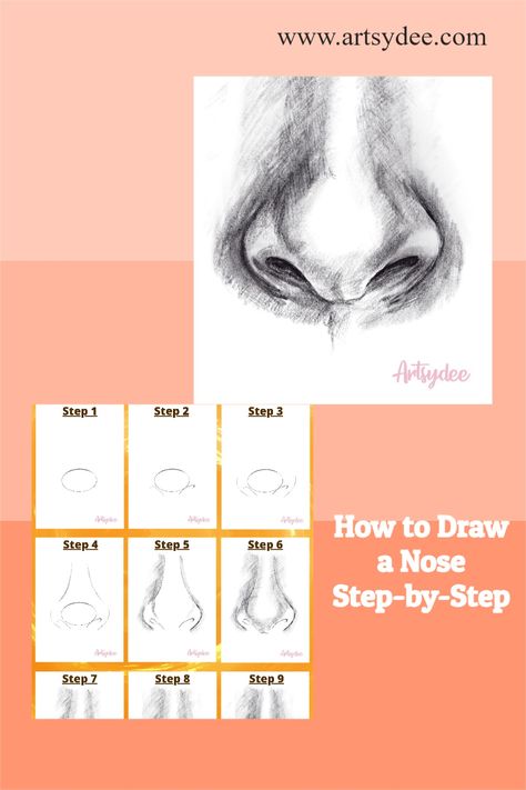 Drawing Noses Step By Step Easy, Drawing A Nose Step By Step, How Do You Draw A Nose, How To Paint A Nose, Drawing Noses Step By Step, Nose Step By Step Drawing, Nose Sketch Tutorial, How To Draw Noses Step By Step, How To Draw A Nose Step By Step