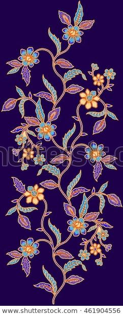 Batik Illustration, Batik Pattern Design, Batik Flower, Batik Malaysia, Canvas Bag Diy, Hijab Designs, Folk Art Flowers, Flower Stock, Batik Art