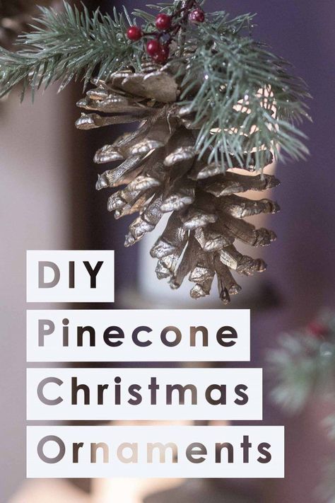 Pine Cone Christmas Ornaments, Pine Cone Diy, Pinecone Crafts Christmas, Cones Diy, Pinecone Christmas, Glam Christmas Decor, Faux Christmas, Diy Pinecone, Diy Christmas Ornaments Easy