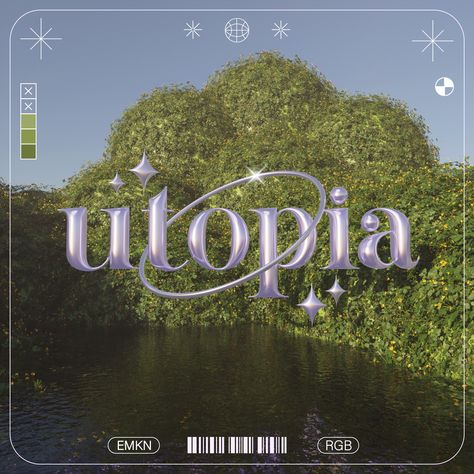 Fairy Album Cover, Utopia Logo Design, Fairy Typography, Fake Kpop Album Cover, Utopia Logo, Kpop Album Cover, Interior Elements, Graphic Shapes Design, Keyword Elements Canva