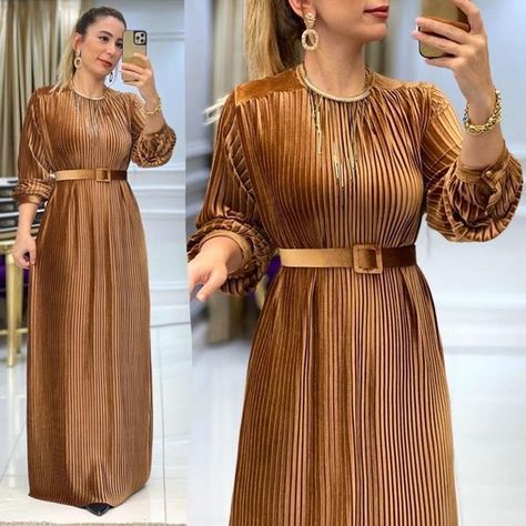 Sunray Fabric Styles For Women, Sunray Fabric Styles Gown, Crushed Fabric Dress, Sunray Fabric Styles, Hijabista Fashion, Fabric Styles, Hijab Trends, African Fashion Traditional, Fashion Top Outfits