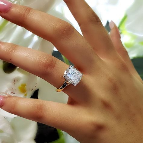 DIAMOND MANSION on Instagram: “Look no further..we have found your dream diamond! 4 carat cushion cut beauty 💕” Wedding Redo, Fancy Diamond Ring, Cushion Cut Solitaire, Diamond Engagement Rings Cushion, Classic Solitaire Ring, Cushion Cut Diamond Engagement Ring, Cushion Cut Diamond, Cushion Diamond, Beautiful Engagement Rings