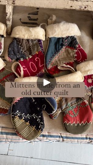 19K views · 1.8K reactions | Mmm these old crazy quilts ❤️. This batch sold a couple weeks ago, but I’ll be listing more on Sunday. They are just decorative, but I’m thinking I could make some that could be worn too?! 

#vintagefarmhousedecor #vintagefarmhouse #primitivedecor #antiquequilts #vintagefabrics #sewingmakesmehappy #fallsewing #halloweendecorideas #fallfarmhousedecor #repurposedfabric #makersgonnamake #fallismyfavoriteseason | Christina Wade | leahsguides · Lalala Gilmore girls Antique Farmhouse Decor, Primitive Christmas Decor, Vintage Wool Blanket, Flea Market Decorating, Fall Sewing, Vintage Farmhouse Decor, Old Quilts, Farmhouse Fall Decor, Antique Quilts