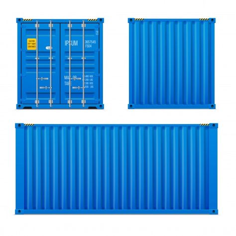 Realistic bright blue cargo container se... | Premium Vector #Freepik #vector #car #box #blue #truck Container Texture, Hot Wheels Storage, Car Box, Blue Container, Container Terminal, Freight Container, Container Shipping, Blue Truck, Cargo Container