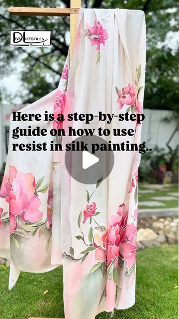 Painting On Silk Fabric, Silk Painting Patterns, Silk Painting Ideas, Silk Fabric Painting, Scarf Painting, Silk Painting Techniques, Dress Painting, Silk Scarf Painting, Silk Art