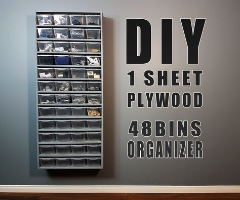 Small Parts Storage, Small Parts Organizer, Workshop Projects, Plywood Projects, Small Woodworking Projects, Wall Organizer, Bookshelf Design, Small Space Organization, Workshop Ideas