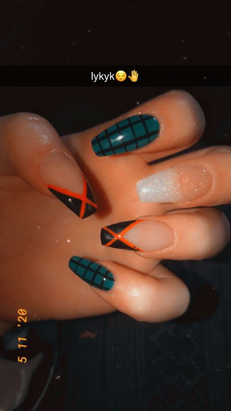 Bakugou Nails, Bakugo Nails, Mha Nails, Anime Nails, Edgy Nails, Cute Acrylic Nail Designs, Really Cute Nails, Kawaii Nails, Acrylic Nails Coffin Short