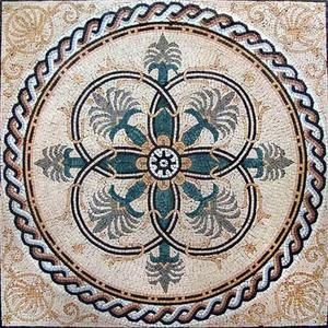 Roman Floral Mosaic Square - Noa Marble Mosaic Floor, Mosaic Square, Floor Marble, Mosaic Medallion, Floor Medallion, Tile Artwork, Roman Mosaic, Mosaic Tile Art, Floral Mosaic