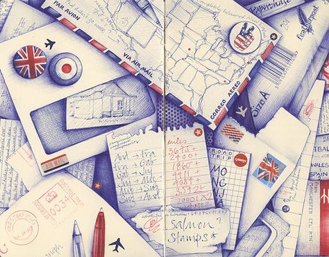 looking down on everything | Flickr - Photo Sharing! Andrea Joseph, Ballpoint Pen Art, Moleskine Sketchbook, Gcse Art, A Level Art, Sketchbook Journaling, Pen Art, Mail Art, Pen Drawing