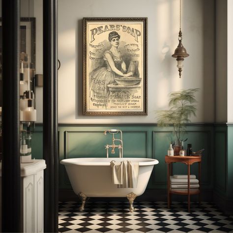 210gsm satin paper Low-glare finish .: Assembled in the USA from globally sourced parts Antique Advertising Vintage Print Pear's Soap Poster for Bathroom Vintage Kitsch Print Poster The poster is sold unframed reproduction Victorian Bathroom Vintage, Baie Vintage, Parisian Bathroom, Estilo Kitsch, Laundry Room Wall Art, Vintage Bathroom Decor, Bathroom Vintage, Eclectic Bathroom, Art Deco Bathroom