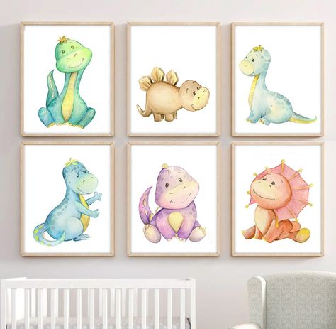 Dinosaur Nursery Baby Boy Artwork, Dinosaur Baby Shower Ideas Decoration, Dinosaur Themed Nursery, Baby Dinosaur Nursery, Dinosaur Quotes, Dinosaur Nursery Art, Dinosaur Room Decor, Watercolor Dinosaur, Dinosaur Nursery Decor