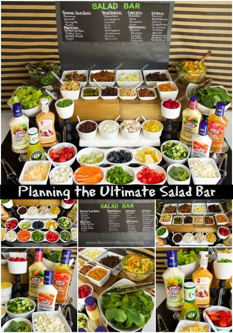 Ultimate Salad Bar - ideas for party foods to serve, buffet setup ideas and more! Salad And Sandwich Bar, Buffet Setup Ideas, Tacobar Party, Salad Bar Party, Healthy Buffet, Diy Salad Bar, Buffet Setup, Party Salad, Diy Salad