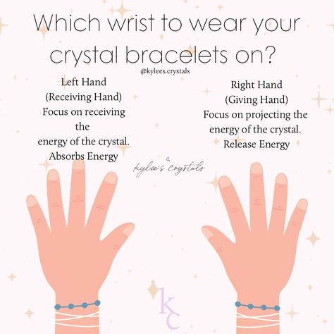 ✨Giving and receiving energy when wearing crystal bracelets. ✨ What bracelets do you wear on each wrist? I have over 100 bracelets listed on my website 🤯✨ 🛍️ Www.Kyleescrystalsshop.com #kyleescrystals #crystalshop #crystalhealing #crystalsforbeginners #crystals101 #crystalbracelet #crystalenergy #crystaljewelry #crystalbracelets What Do Crystals Do, Wearing Crystal Bracelets, How To Wear Crystal Bracelets, Witches Tools, Crystal Bracelets Healing, Receiving Energy, Energy Stones Crystal Healing, Crystals Bracelets, Booth Displays