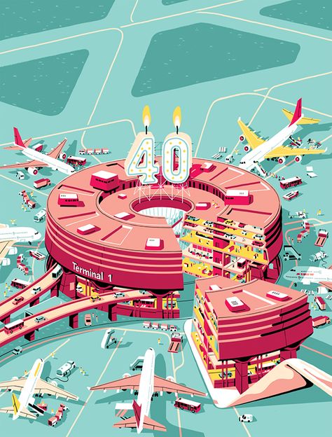 40 years: Charles de Gaulle Airport on Behance Charles De Gaulle Airport, Isometric Art, Isometric Design, Isometric Illustration, Affinity Designer, Design Industrial, New Energy, Flat Illustration, Editorial Illustration