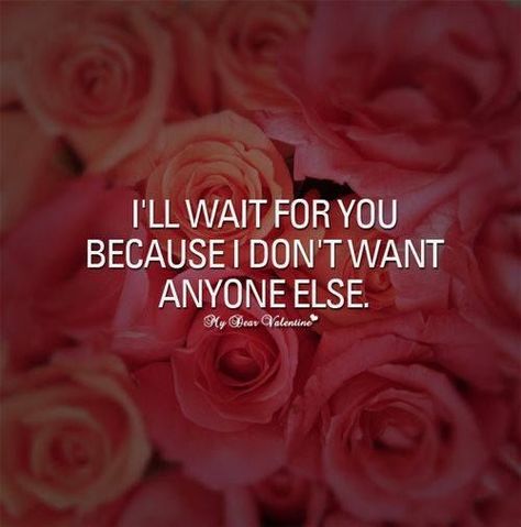 I Will Wait For You Because I Dont Want Anyone ELse Waiting Quotes, Ill Wait For You, I Will Wait, Long Distance Love Quotes, Distance Love Quotes, Sweet Love Quotes, Qoutes About Love, I'll Wait, You Quotes